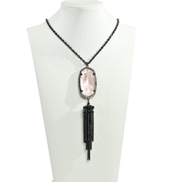 Kendra Scott Jewelry - Kendra Scott Rayne Gun Metal & Pink Stone Necklace